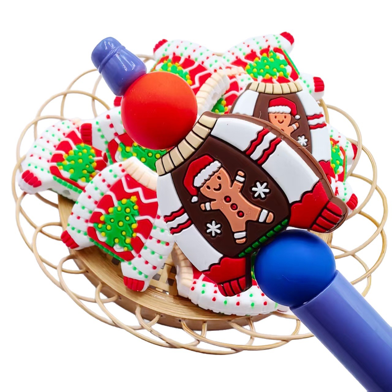 Wholesale 10pcs/pack 2D Christmas  Cartoon Focus Beads  DIY Silicone Beads